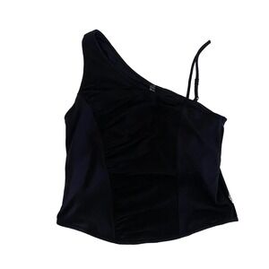 Free People FP Movement XL One Shoulder Tank Top Women's Black Ruched NWT NEW‎